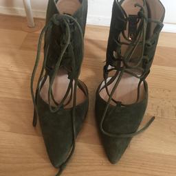 Topshop , Olive green shoes ,Worn once , excellent condition , size 41 (8)