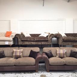 Ex Display  Lawrence Leather/Fabric 3+2 Seater Sofas  ,in very good and clean   condition.  2 scater cushions included checked 
Real leather /fabric 
Colour -brown 
Size 
3 seater W x 2250 mm ,H x 950 mm D x 980  mm
2 Seater W x 1850 mm,H x 950 mm,D x 980 mm

SOFAPLUS 
Open to the public at 
21 Wulfric Square 
Peterborough 
PE38RF 

Opening Hours 
Mon -Sat: 10:00 -18:00 
Sunday by appointment 
M:07846073825