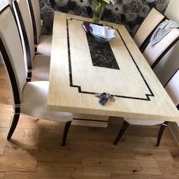 6 seat marble dining table for sale not used a lot so in good condition only one mark on one chair as you can see in photo will need to be picked up