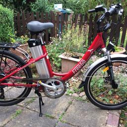 Absolutely immaculate Freego Hawk step through unisex electric bike in red.

Only ridden twice. Selling for my mother as she can’t use it due to ill health.

She purchased it for £1249 from e-bikesdirect.co.uk

Red 18in frame with 16ah battery (40-65 miles)
Disc brakes - 7 speed Shimano gears
15.5mph top speed (max legal limit)

Any questions please ask - Full spec can be seen on e-bikesdirect.co.uk :)