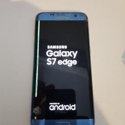 S7 edge. 
Used on ee. 
Comes boxed with charger and case. 
Screen smashed but still works. 
Repairable for the right person. 
Black mark in bottom left corner.