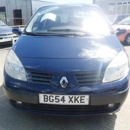 2004 Renault Scenic Expression DCI 120, 
£1495 ono, 
MPV,
1.9 Diesel, 
Mileage; 51,511, 
Sold with full 12 months MOT, 
Sold with full service inc. new cambelt fitted, 
Sold with 3 months warranty, 
Road Tax; 6 months @ £107.25 or 12 months @ £195.00, 
MPG; 48.7, 
Power; 120bhp, 
Transmission; Manual, 
Colour; Blue, 
Keys; 2 key cards, 
Special Features; 
* ISOFIX, 
* Air con, 
* In-dash CD/radio with 5 CD changer,
* Audio steering wheel controls, 
* Auto dimming rear view mirror, 
* Auto headlights, 
* Rain sensitive wipers, 
* Auto handbrake, 
* Electric windows (all), 
* Electric & heated wing mirrors, 
* Rear seat view mirror, 
* Cup holders, 
* Reminder alarms for seatbelts, headlights, key, 
* Height adjusters on seatbelts, steering column, driver's seat & headlights, 
* Digital dash with outside temp. display, 
* Lots of storage inc. underfloor cupboards, 
* Rear seat laptrays,
* Sun visors for front & rear seats, 
* Dual SRS airbags, 
* ABS anti lock breaking system, 
* Rear wi