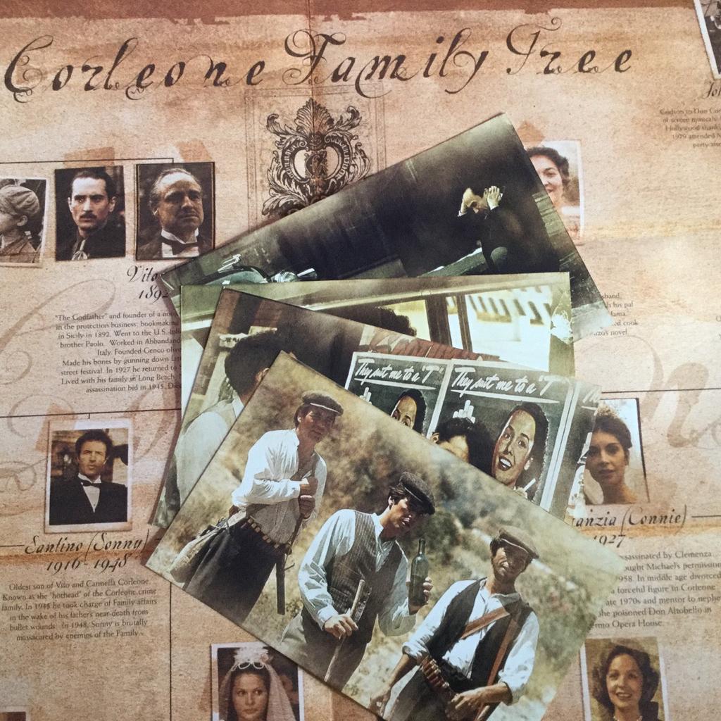 In great condition, Corleone family tree poster and post cards.