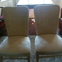 Two solid chairs cream lighter than pics very heavy for restoration but probably a good clean would do it perfect order and comfortable