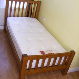 I HAVE FOR SALE DARK OAK SINGLE BED IN PERFECT CONDITION. ONLY 1 MONTH OLD, COST £400. MATTRESS IS IN PERFECT CONDITION WITH NO ANY STAINS ETC. BED IS VERY HIGH QUALITY, HAS MIDDLE SUPPORT WHAT IS VERY RARE IN SINGLE BEDS, IS VERY HEAVY AND GREAT QUALITY - £150/EACH - 2 AVAILABLE