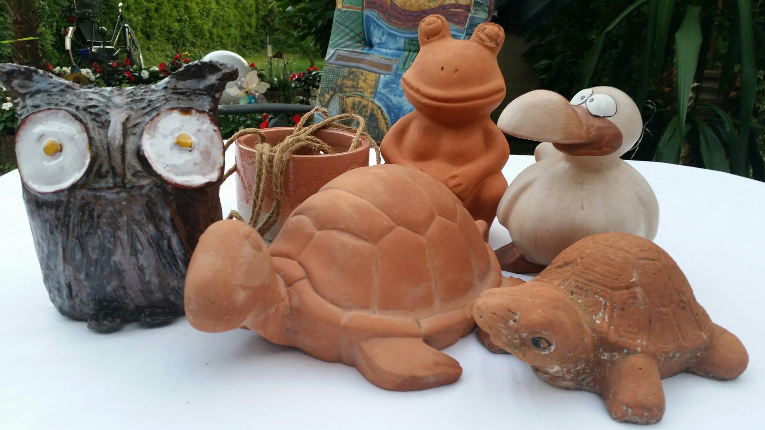 6 Tlg . Garten Set große Terrakotta Figuren in 47533 Kleve für 12,00