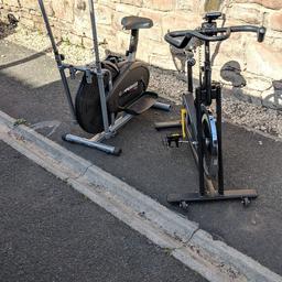 Spinning bike and a cross trainer