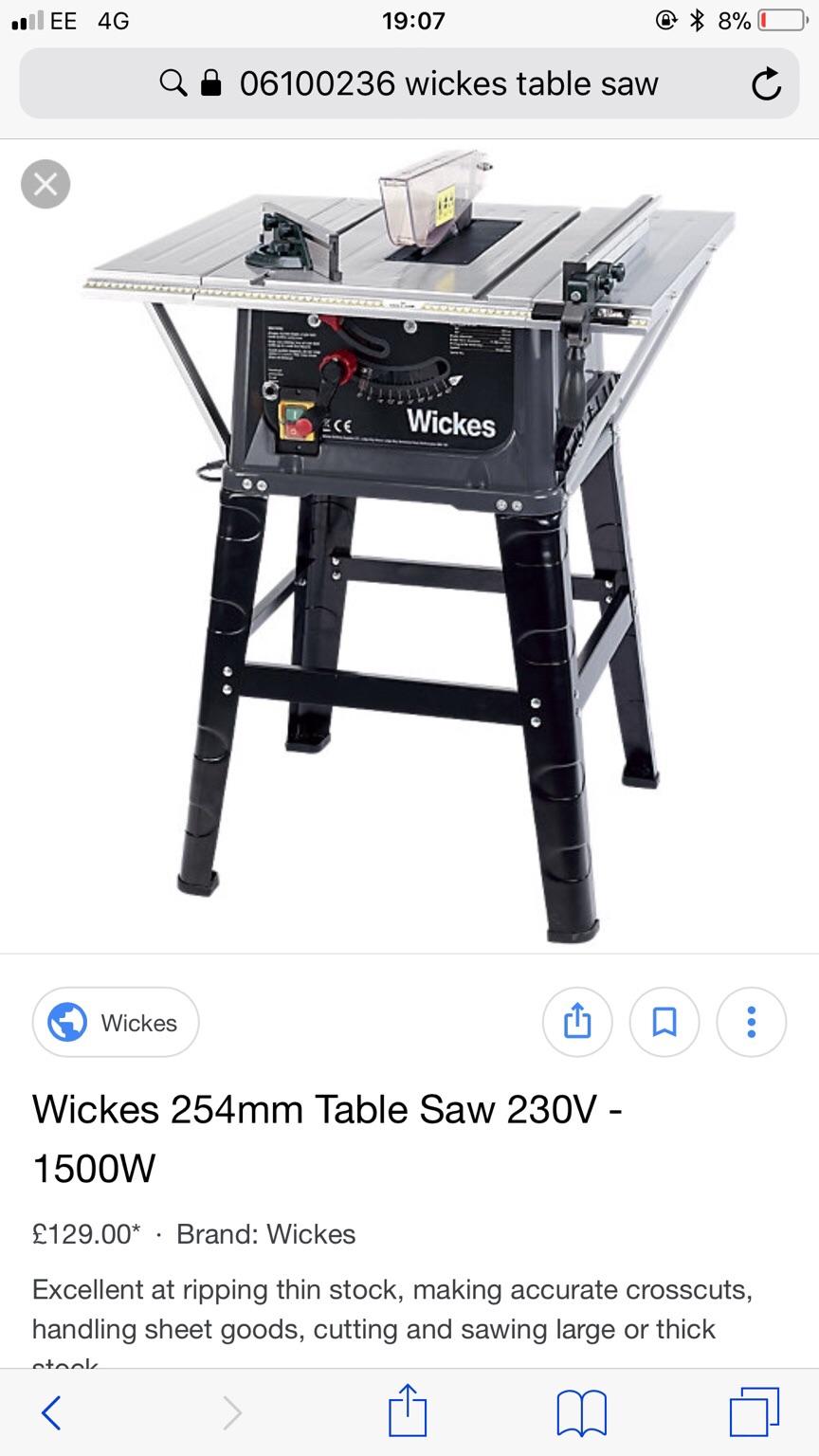 Wickes deals table saw