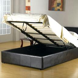 Fusion Storage PU Double Bed Black . Fabric Base Black, Brown, White