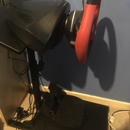 This steering wheel and pedals also comes with an adjustable stand and is in mint condition with no marks and works perfectly. All the wires are there , any other questions please ask