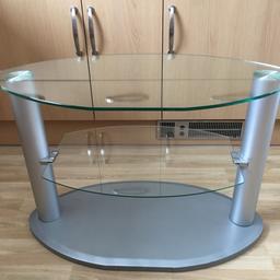 Clear glass tv unit with 2 shelves