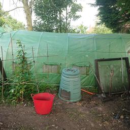 Good condition. 2 year old poly tunnel with spare cover. Only selling as redesigning garden due to arrival of daughter. Buyer to dismantle but I will help.