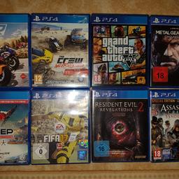 Ride                         10,-
The Crew                10,-
Grand theft auto   15,-
Metal gear solid     15,-
Steep                      10,-
Fifa 17                     15,-
Resident evil          15,-
Assassins creed     15,-