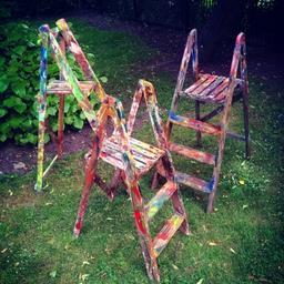 A few old painters ladders, there is no woodworm in the wood.
Can deliver for cost of petrol and time.
Price is from £28 up to £38
Many more available in different sizes.