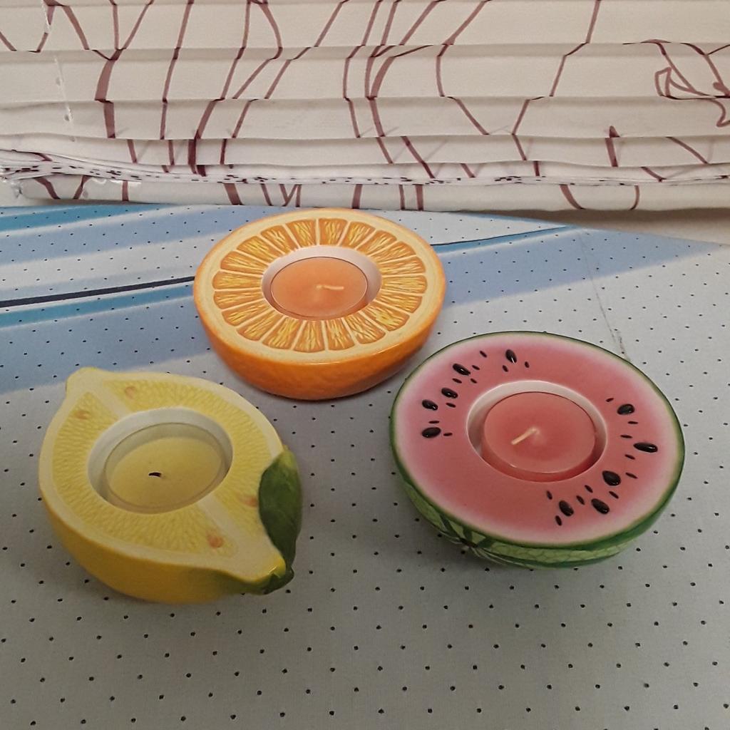 Teelichthalter Früchtetrio Orange,Melone 10 cm Durchmesser.
Nur Selbstabholer