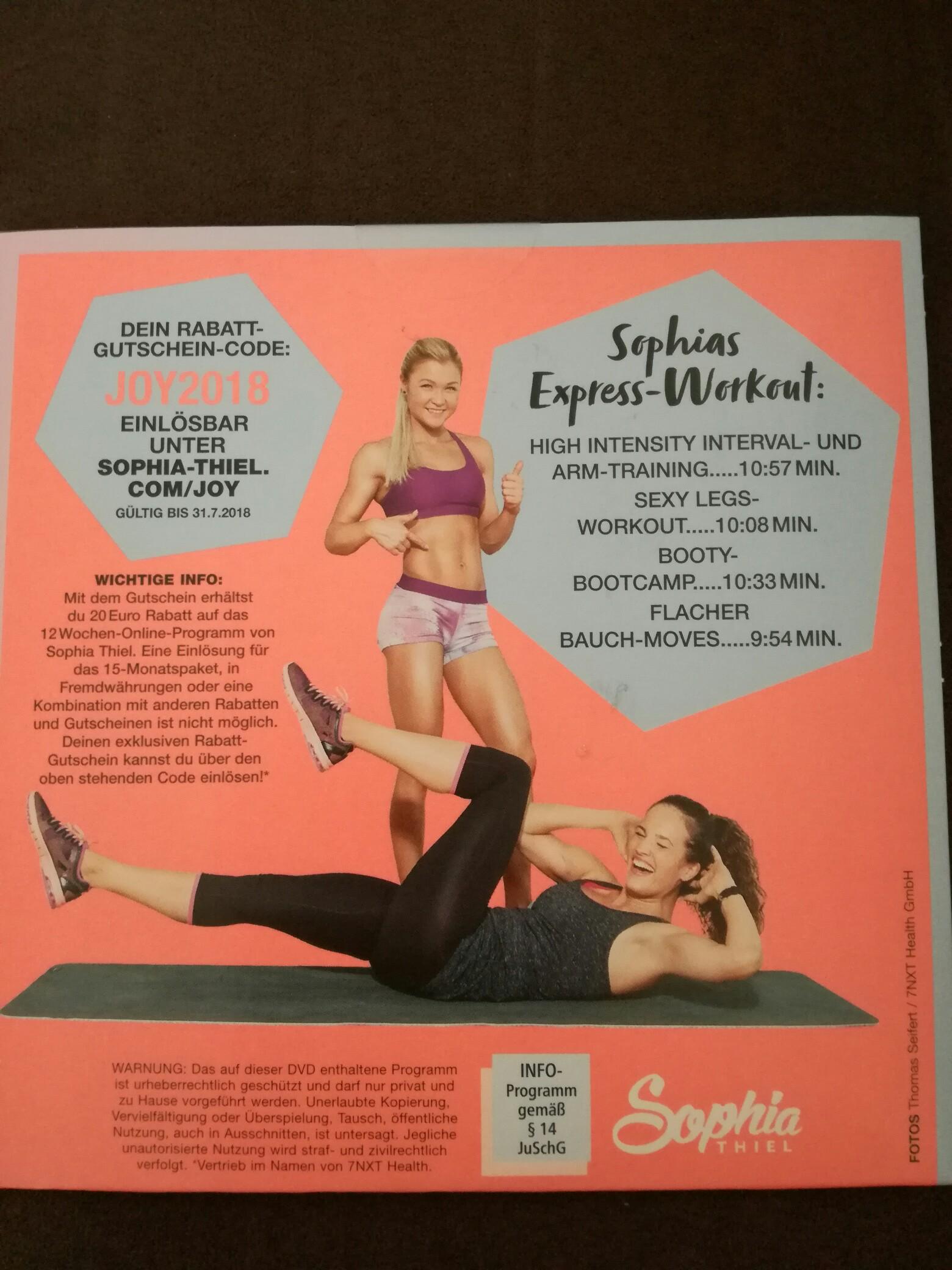 Fitness Workout DVD von Sophia Thiel in 68549 Ilvesheim f r 1 00