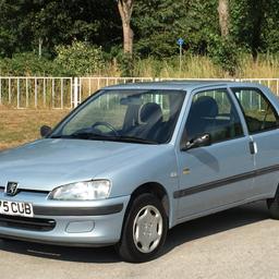 PEUGEOT 106 1.1 IN IMMACULATE CONDITION FOR AGE, **31K LOW MILES WITH FULL SERVICE HISTORY, DRIVES FANTASTICALLY GOOD, NO KNOCKS OR BANGS, CHEAP TO INSURE AND TAX, COMES WITH:

# 31K GENUINE LOW MILES
# FULL SERVICE HISTORY
# 1 OWNER FROM NEW
# 2 KEYS
# 12 MONTHS MOT
# NEW TYRE' ALL AROUND
# TOTALLY STANDARD
# FACTORY STEREO 

THIS CAR DOES NOT NEED ANYTHING AND WILL PUT NEW CARS TO SHAME, PLEASE DON'T SEND ME SILLY OFFERS AS THIS CAR IS WORTH EVERY PENNY,
CHEAPEST ON NET WITH THIS MILES @ £790