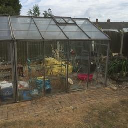 16’6”x 8’ greenhouse to take down and take away 10 panes of glass missing for free