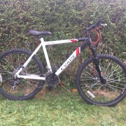 White EVADE 21gear mountain bike with black 26” rims and 20” frame. Brakes are in good condition and clean gears that could use a tune. Tyre tread is excellent.