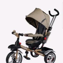 - Handle allow parent to take control of bike.
- Detachable protective parts.
- Fold able pedals, 
- Fold able canopy;
- Anti slip pedals of high quality 
- Chromed metal handle;
- Wheels made of soft PVC;
- Stylish plastic discs;
- Ergonomic and comfortable seat with soft cushion;
-  Seat rotates 360 degrees
- Lockable rear wheels
- Rear storage basket  

Unique Children Tricycle- with which you can easily overcome the obstacles on the roads.
It is the only bike with 360c rotation

Rrp:  279.99