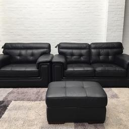 Ex Display /Showroom  Duke Leather 2  Seater +Snuggler Chair+Footstool , in very good and clean  condition. 

Also Modular corner sofa available ,please check my other items 

Foam Seats 

Colour - black 

 Real Leather  

Size 

Snuggler  W x 1440 mm,H x 950 mm,.D x 980 mm

2 Seater W x 1880 mm,H x 950 mm,.D x 980 mm

Footstool W x 1880 mm,H x 950 mm,.D x 980 mm