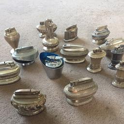 15 Ronson table lighters, all mechanically working but not tested with gas/petrol. Will need recommissioning because they have been stored for 20 years. 
Will post for £6