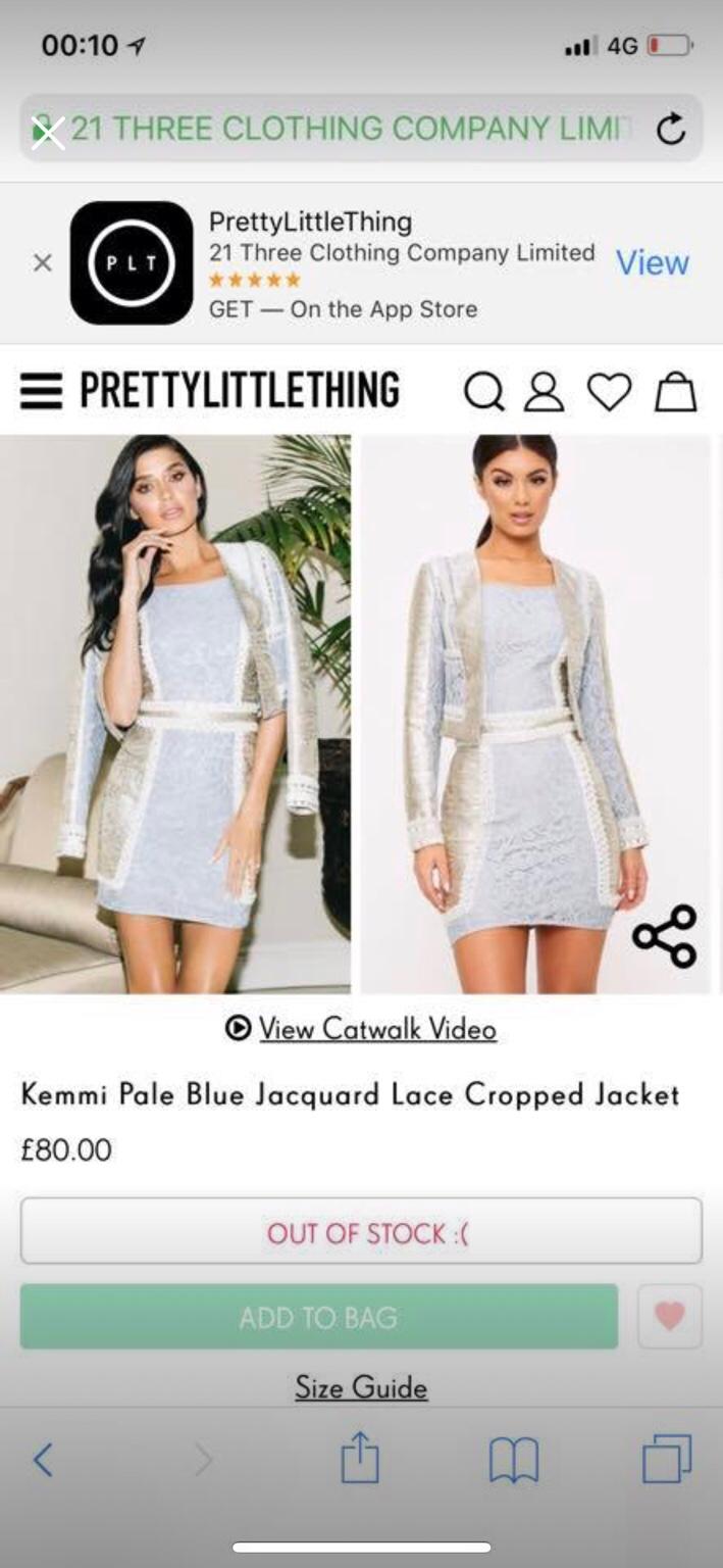 kemmi pale blue jacquard lace cropped jacket