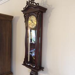 Antique clock circa 1903. Comes from Czech Republic. We loved the look of it. We did not know how to make it to work. It was working when first arrived. After that It was just hanging on the wall looking beautiful. If someone has any knowledge about antique clocks surely can sort it out.