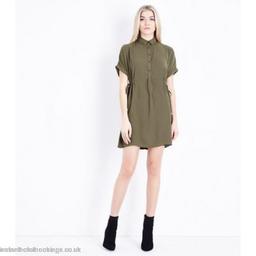 Brand new new look khaki shirt dress with drawstring sides, brill to wear to your own comfort and fit. Size 16. Brand new with tags. From pet and smoke free home. Collection or can deliver for fuel.
