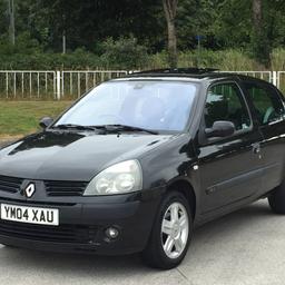 LOVELY LITTLE CLIO WHICH DRIVES FAULTLESSLY, NICE AND SMOOTH DRIVE WITH NO KNOCKS OR BANGS, STARTS FIRST TIME, ENGINE GEARBOX BRAKES ALL IN PERFECT WORKING ORDER, EXCELLENT ON FUEL, CHEAP TO TAX AND INSURE, IDEAL FIRST CAR, FULL HPI CLEAR, COMES WITH:

# MOT UNTIL MAY 2019
# 105K GENUINE MILES
# POWER STEERING
# ELECTRIC WINDOWS
# ELECTRIC MIRRORS
# ABS BRAKING
# FACTORY CD PLAYER WITH STEERING CONTROLS
# ALLOY WHEELS WITH GOOD TYRE'S
# SUNROOF
# FOG LIGHTS
# REMOTE CENTRAL LOCKING
07731731211