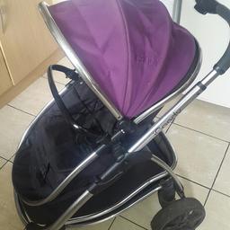 In good clean condition has only one spot on seat liner.suitable from six months on.has large baske underneath. Comes from smoke pets free household