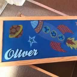 Toy box with the name Oliver on the lid with rockets and space on. In good condition just a few little makes as shown on pics. Got plenty of use left in it.