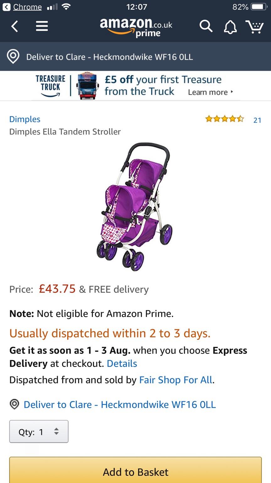 Dimples ella tandem store stroller best price