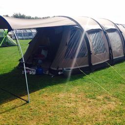 Hi, selling our Outwell Concorde L 5-6 birth 2015 tent.
It features:
2 X 3-berth bedrooms.
Outwell Outtex Airtech Polycotton flysheet
100% polyester sewn-in groundsheet
One-go Inflation Technology - inflated from one valve.
Two side doors
Sun canopy
This tent is in a fantastic condition.  Carefully taken down and always stored indoors. 
It comes with the fleece carpet, under-tent footprint, matching windbreak, inflation pump and storage bag.
Happy to give a full demonstration.
Thanks for viewing