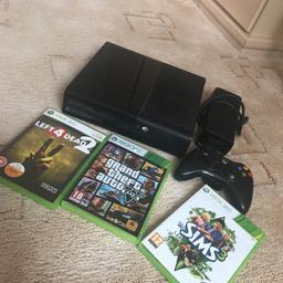 In perfect condition. Hardly ever used, comes with three games. GTA V, Left for Dead 2, and Sims 3 and one controller.