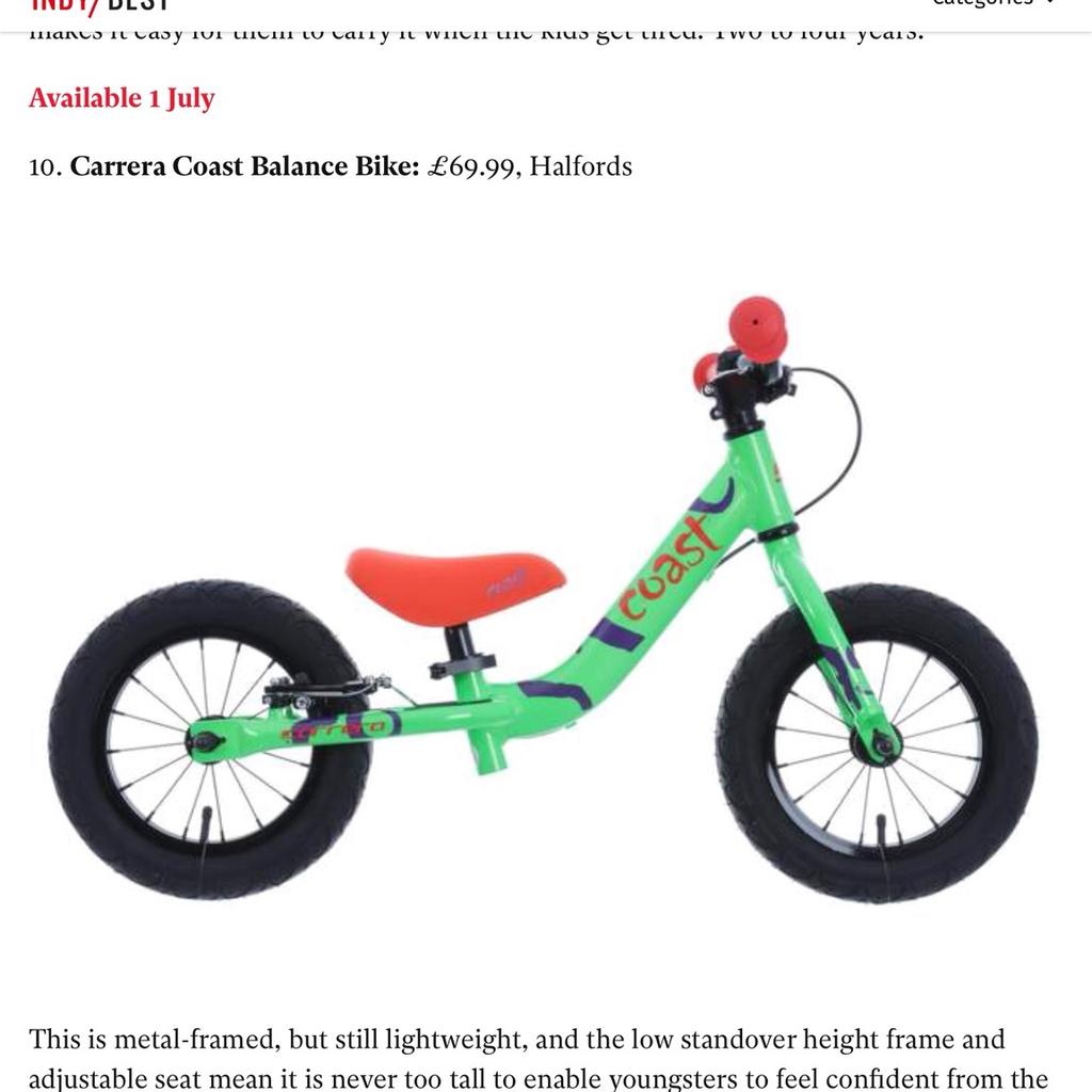 Carrera coast cheap balance bike