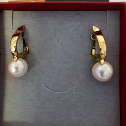 Pierre Lang - edle goldfarbene Ohrringe/-Stecker mit cremeweißer Perle