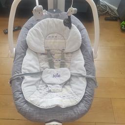 The Joie Serina Baby Swivel Swing features 6 different swing speeds and can swing forwards, backwards and from side to side to help your little one relax and drift off to sleep. With 2 optional vibrating speeds, you're sure to find endless soothing combinations that work like a dream on your baby. The seat features 3-position recline and a SoftTouch 5-point harness to keep your little one comfortable and secure.  it has a light plays music I really would of been lost with out it