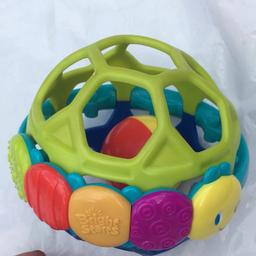 Baby Jingle ball, finger spaces makes it easy to grip. Lightweight. Excellent condition, smoke free home.
