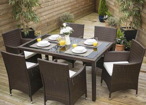 Buy & Sell West Midlands Solihull - Photos for RATTAN GARDEN FURNITURE DINING TABLE 6 CHAIRS