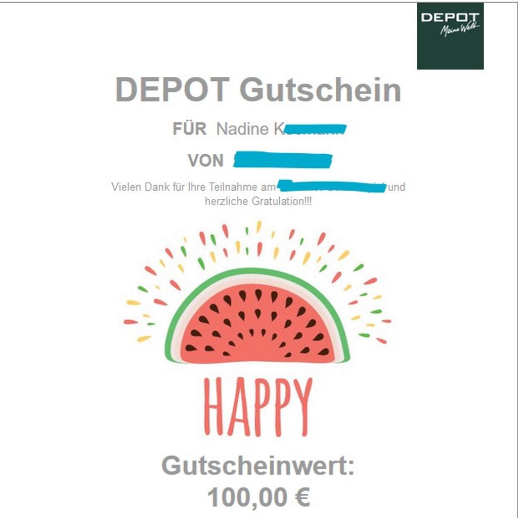 DEPOT GUTSCHEIN IM WERT von 100€ in 7051 Gemeinde Großhöflein für € 80