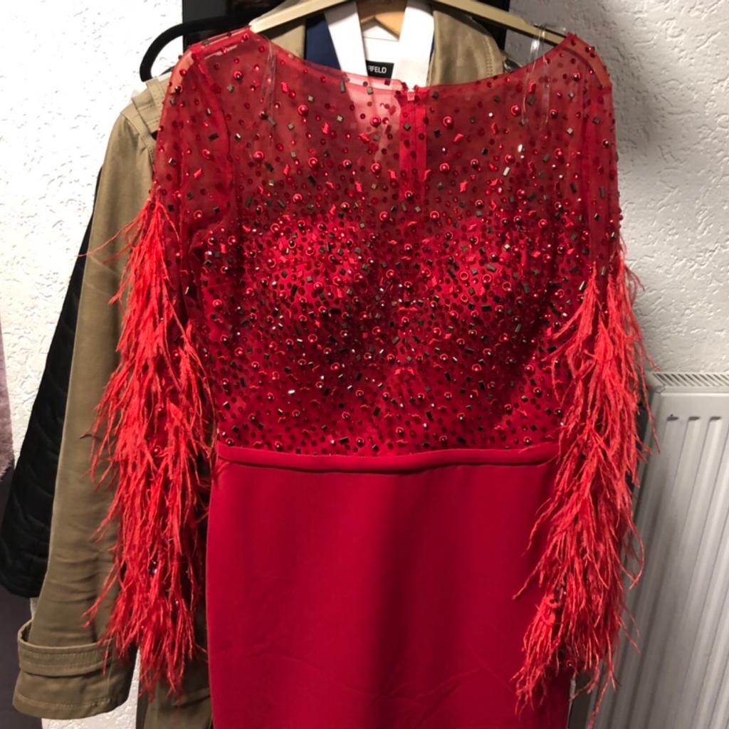 Abendkleid abiye von kenzel in rot mit Federn in 45772 Marl für 175,00 ...
