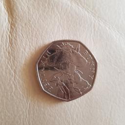 Rare Benjamin Bunny 50p piece, of the Beatrix Potter Collection.
The coin has the initials of the designer Jody Clark under the neck of the queen.