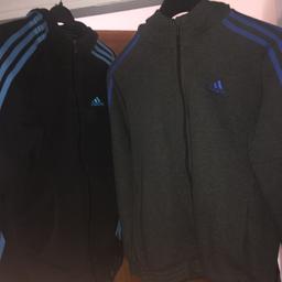 Two Adidas fleece hoodies- both size 13-14
Both in perfect condition apart from few stains on black/blue easily cleaned. Open to offers and can be sold separately or together 👍🏻
