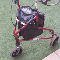 Selling on behalf of a friend this walking aid with brakes and bag, the trolly folds down to fit easily in car or to store away.
The trolly is in used but good working tidy order.