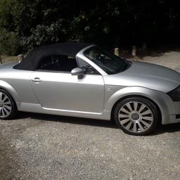 Audi TT Roadster convertible,1.8 Turbocharged. 111000 miles. Mot 2019, silver in exelent condition inside and out. Any inspection welcome. £1295. Call Paul on 07908248630 for details.