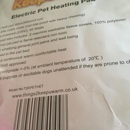 Electric Pet Heating Pad, used for about half an hour. Spare velour covers.