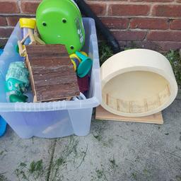 Hamster toys, seesaws, large silent wheel, pet carrier, play pen, houses and more