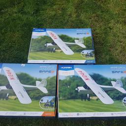 3 radio airplanes, need a bit of fixing but should make 2 good ones from the 3 and have spares left over. Not used for a couple of months, 2 controller's and a fpv camera on one of the planes so you can see from the plane while flying. Loads of batteries and loads of fun until you get it stuck in a tree