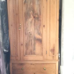 Victorian pine wardrobe with generous drawer.
45”wide, 19”deep and 80” tall.